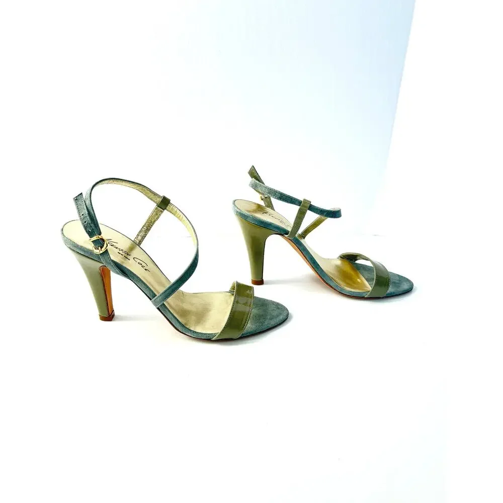 Kenneth Cole Suede Slingback Heels 7.5 Made in Spain Leather Sole